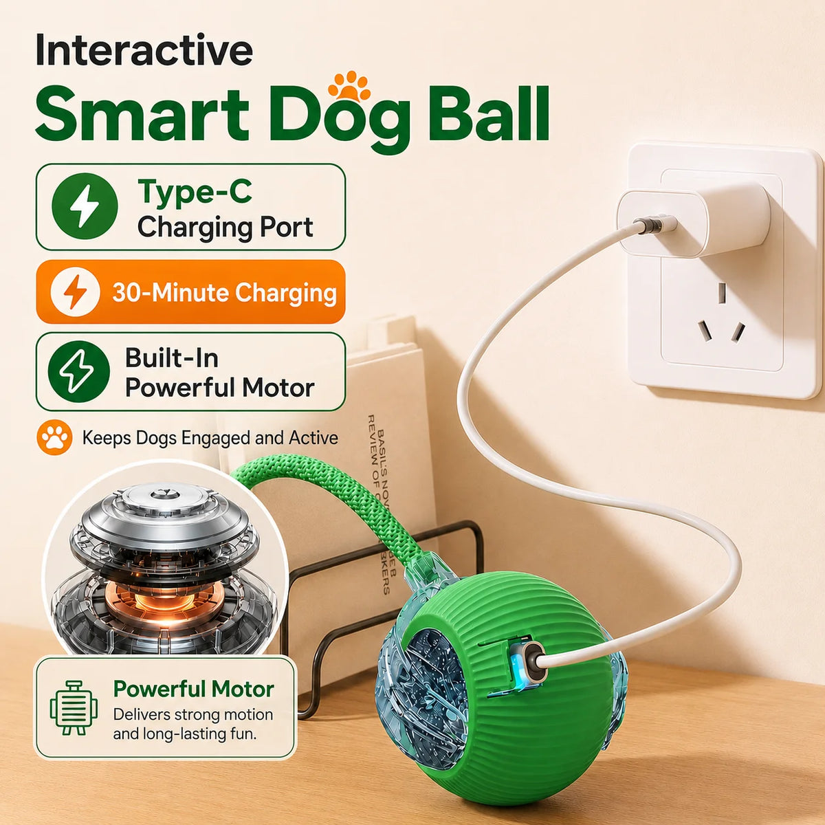 Neues interaktives Hundeball-Spielzeug, Automatisch rollender Hundeball wiederaufladbar, Intelligentes interaktives Welpenspielzeug, Intelligentes Ballspielzeug für Hunde