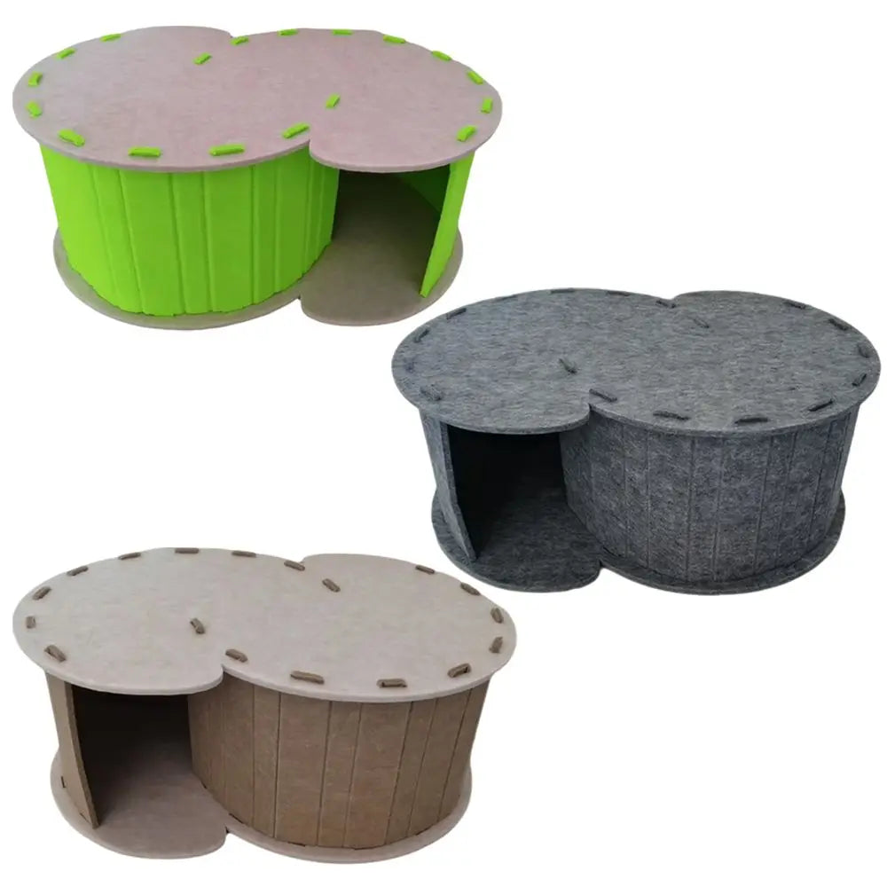Pet Toys S-shaped Felt Cat Tunnel Bed Scratch Resistant Ventilated Semi Enclosed Cat Nest Detachable with Holes Cat Cave Playing