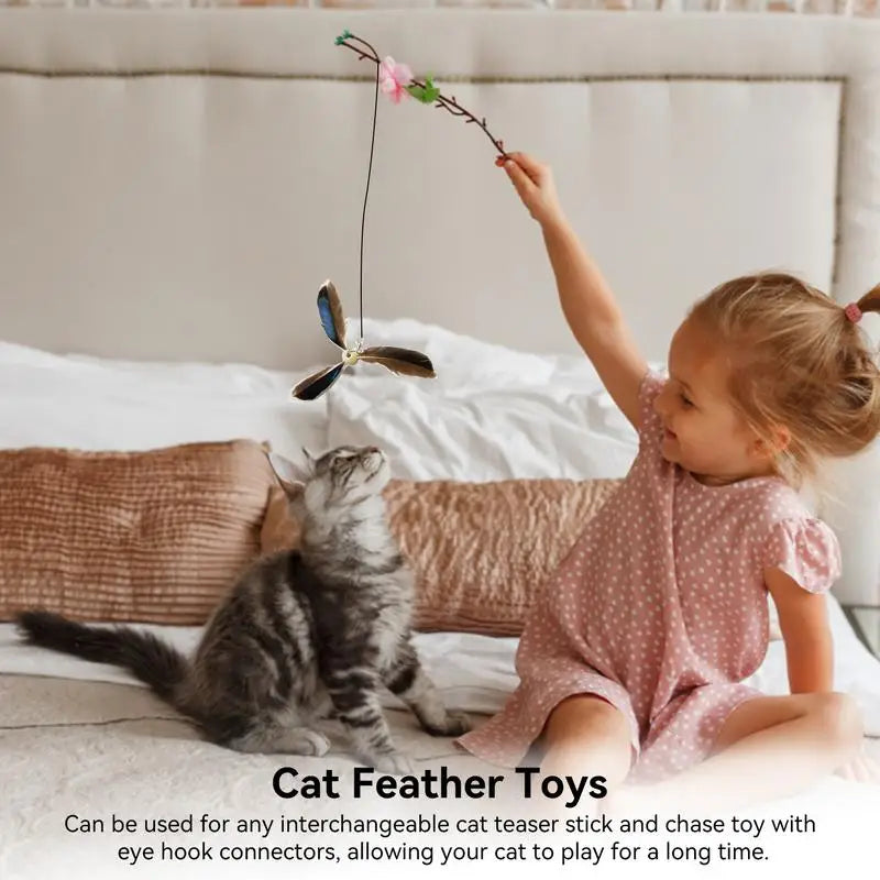 6Pcs/set Katzenfederstab Interaktive Katzenfeder Ersatzteile Katzenzubehör für Hauskatzen Kätzchen Training