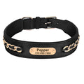 Hundehalsband aus echtem Leder für große Hunde, ID-Halsband mit kostenloser Namensgravur für kleine, mittlere und große Hunde, Metall-Design