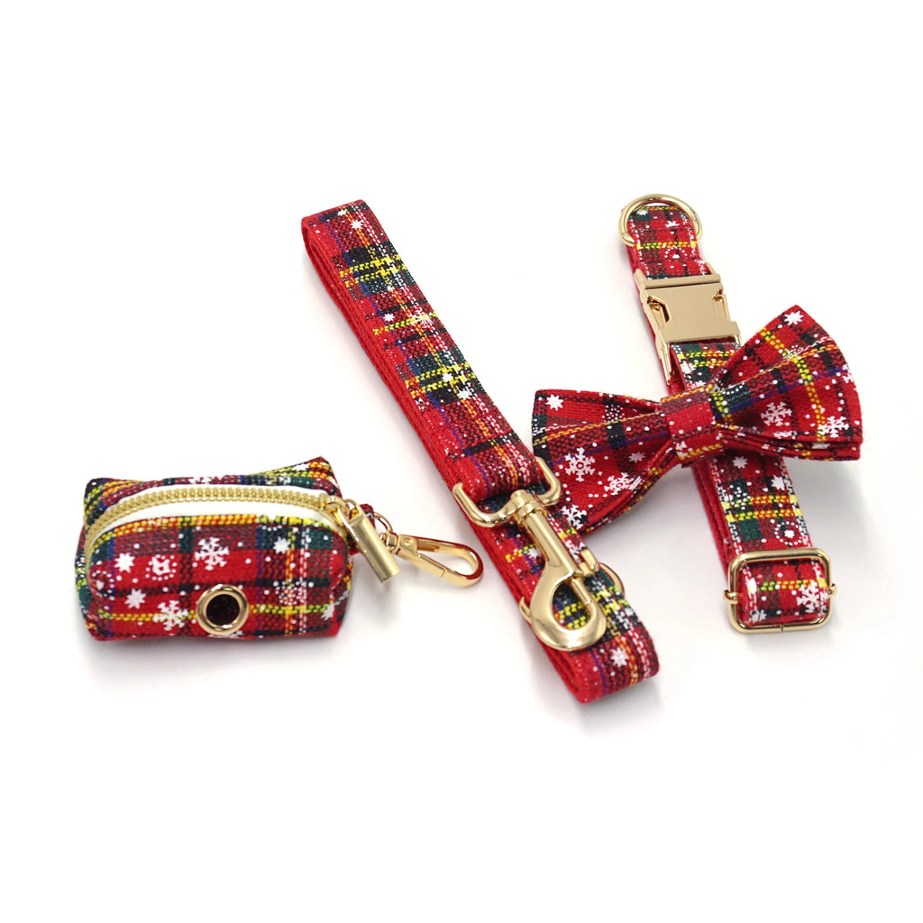 Hundehalsband Weihnachten Luxus 5-teiliges Geschenkset für Haustiere Personalisiertes Hundegeschirr Halsband Leine Kotbeutel Individuelle Mini-Größe Katzenhalsband