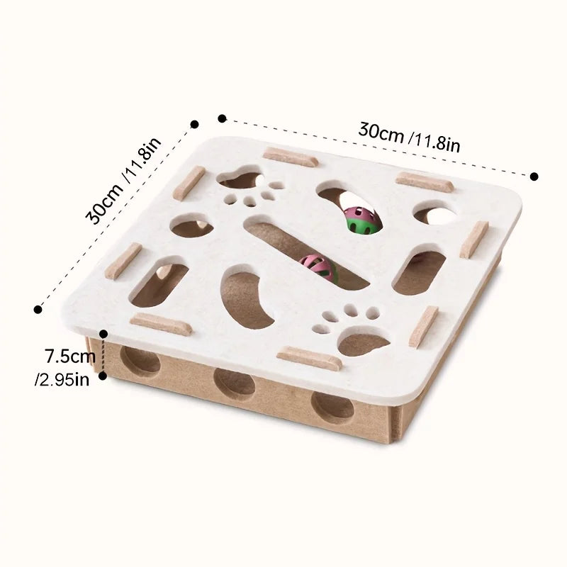 Interactive Cat Puzzle Toy Felt Toy Box with Maze Tunnel Bell Ball Indoor Entertainment Cat Toy