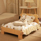 Katzenbett Holz Katze und Hundebett mit Teddybär-Muster Innenmöbel für Haustiere, vom Boden bis zur Decke (20*11 Zoll), bequem, langlebig