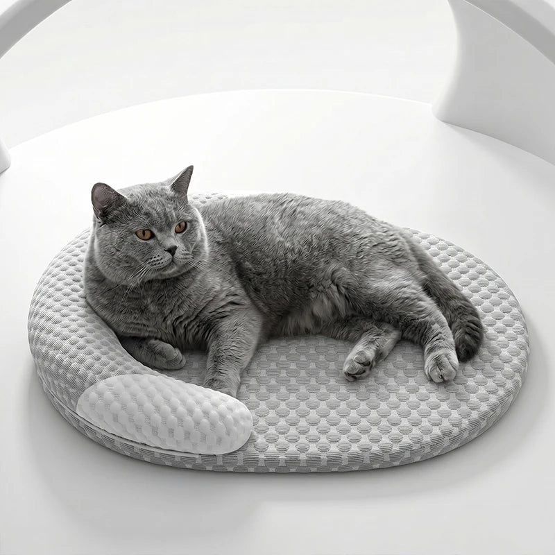 Kühlendes Hundebett Sommer Eisseide Katzenmatte Ovales Haustiernest Atmungsaktive Wärmeableitung Kühlmatte für kleine, mittlere, große Hunde und Katzen