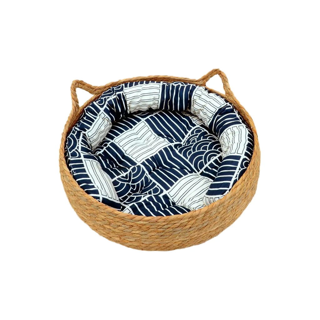 Katzenbett Haus Hundezwinger Rattan Stroh Geflochtenes Kätzchenkissen Korb Zelt Kratzbaum Welpenhöhle Nestmatte Indoor Haustierbedarf
