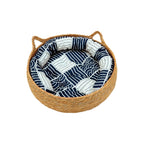 Katzenbett Haus Hundezwinger Rattan Stroh Geflochtenes Kätzchenkissen Korb Zelt Kratzbaum Welpenhöhle Nestmatte Indoor Haustierbedarf