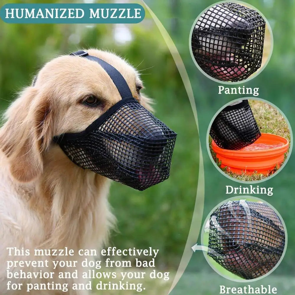 Dog Muzzle, Soft Mesh Covered Muzzle for Bait Protection with Adjustable Straps, Prevent Biting Chewing and Licking