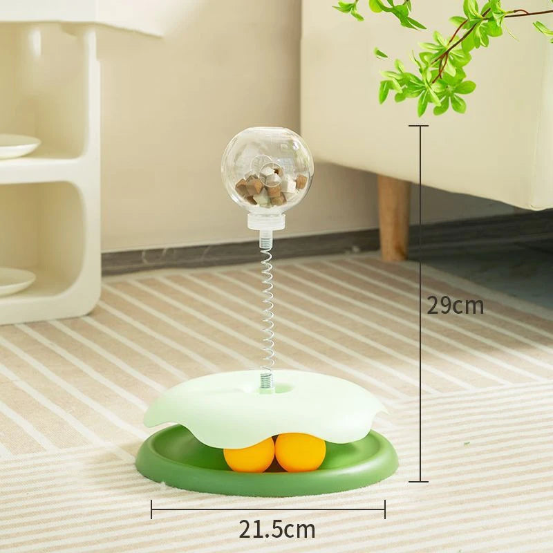 Cat Feeder Toy for Indoor Cat Slow Feeders Spring Toy Funny Track Ball Roller Turntable Exercise and Playing