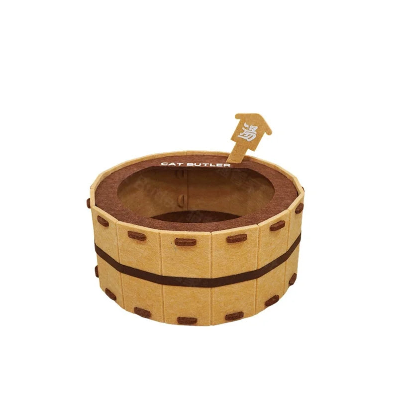 Four Seasons Bathtub Cat House Semi-Enclosed Felt Cat Bed Sturdy Washbasin Design for Claws Sharpening And Sleeping