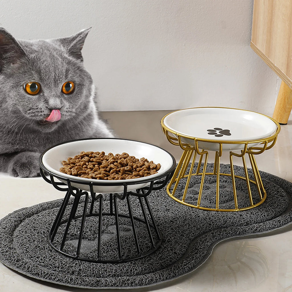 Schnurrhaarfreundlicher Katzennapf Breiter Katzen-Nassfutternapf Kippsicherer Keramikfutternapf mit Ständer für Kätzchen Welpen Futter Wasser Fütterung