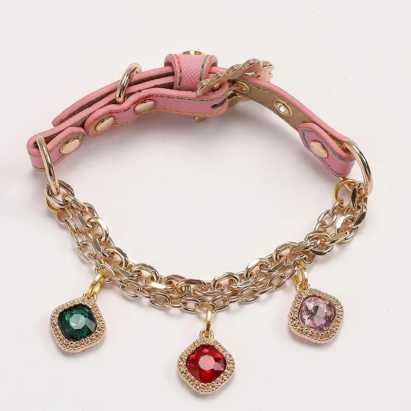 Pet Collar for Small Dogs Cats Adjustable Diamond Pendant Tassel Dog Collar Puppy Necklace for Wedding Valentines Day Gift