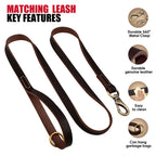 Real Leather Dog Collar Leash Set Personalized Pet Collar With Leash Free Engraving Nameplate For Small Medium Large Dogs