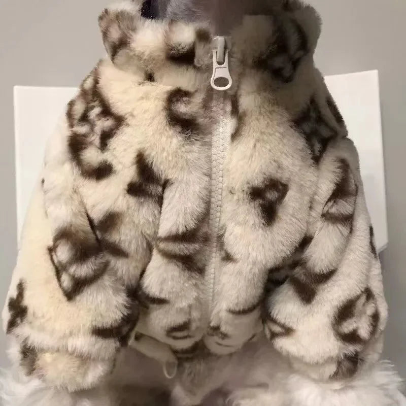 Hundekleidung Kleiner Hund Herbst Winter Mantel Leopardenmuster Fell und Fleece Thermos Welpenkleidung Warmer Hundepullover Niedliche Produkte