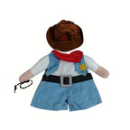 Cowboy Verwandlungs-Haustierkostüm Lustiges Katzen-Cosplay-Outfit mit Hut Halloween-Weihnachtsfeier-Verkleidungskleidung für kleine und mittelgroße Tiere