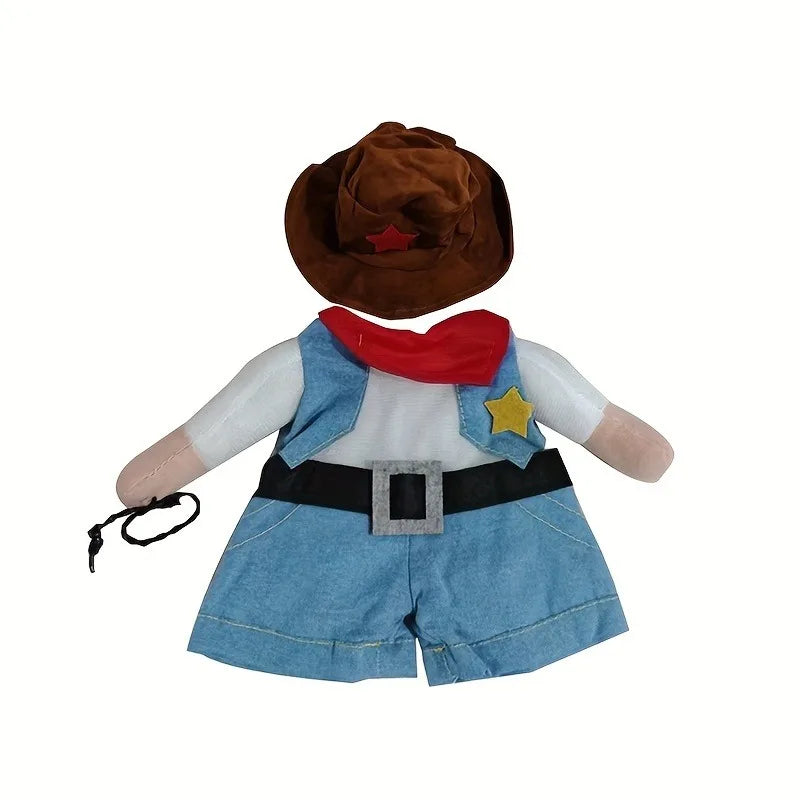 Cowboy Verwandlungs-Haustierkostüm Lustiges Katzen-Cosplay-Outfit mit Hut Halloween-Weihnachtsfeier-Verkleidungskleidung für kleine und mittelgroße Tiere