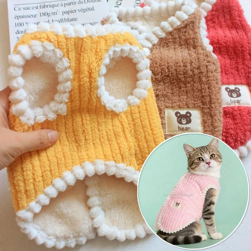 Weiche, gemütliche Katzenkleidung Herbst Winter Warmer Fleece Pullover für kleine Hunde Welpen Kätzchen Jacke Mantel Haustier Kostüm Pullover