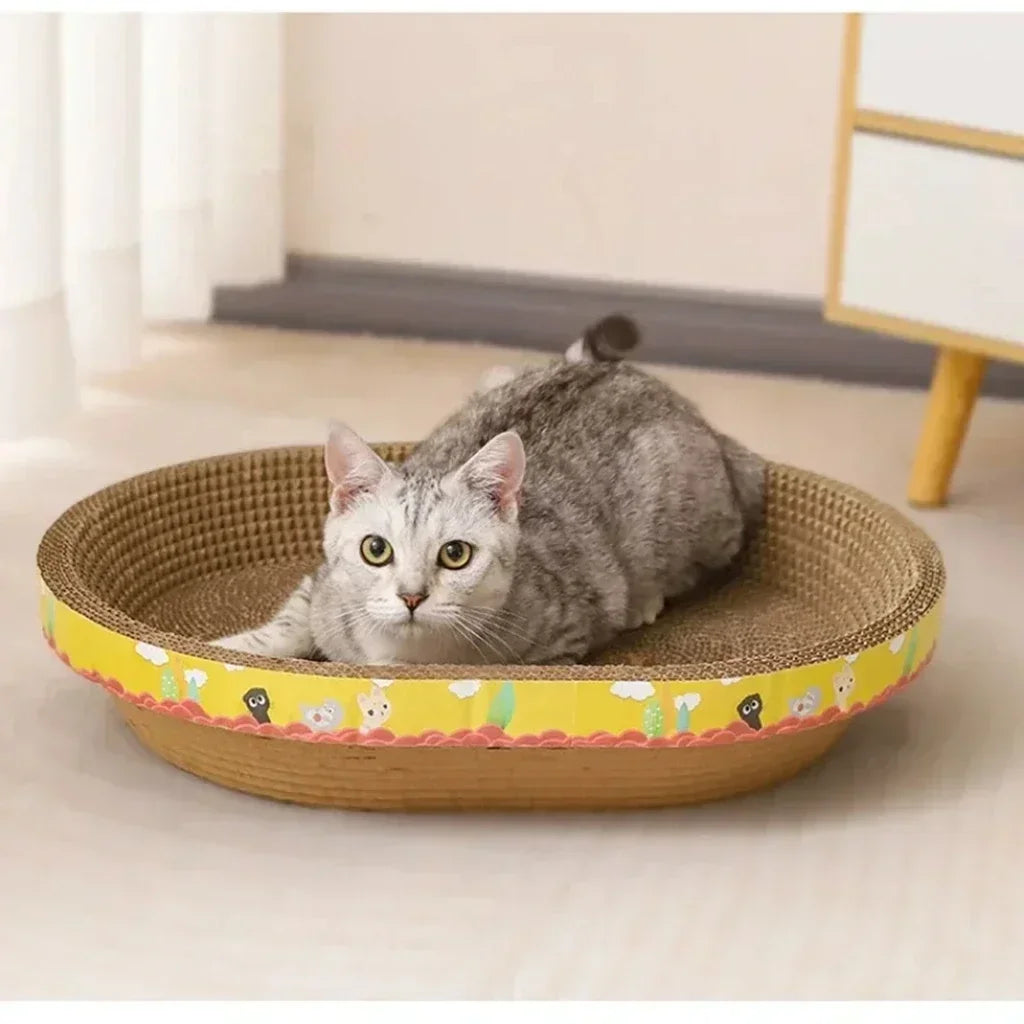 Katzenkratzbrett Möbel schützen Krallenspielzeug Oval Wellpappe Verschleißfestes Katzenbett Katzenzubehör
