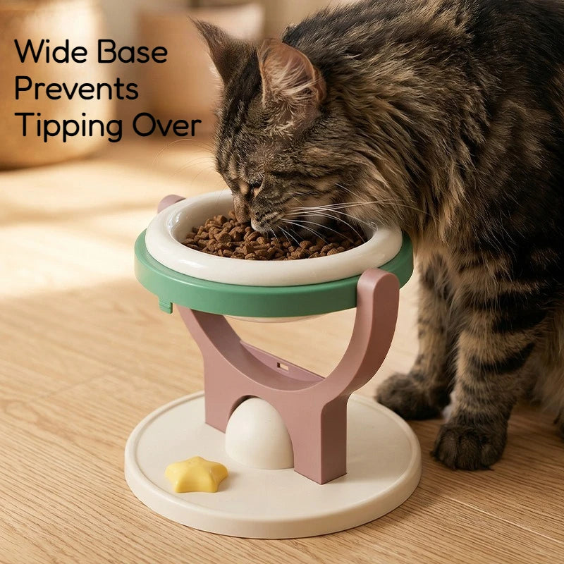 Cat Feeder Bowl 2 IN 1 Wall Mount Floor Standing Elevated Bowl Stand Anti-Tip Food Grade PP Safe for Indoor Pet Daily Meal