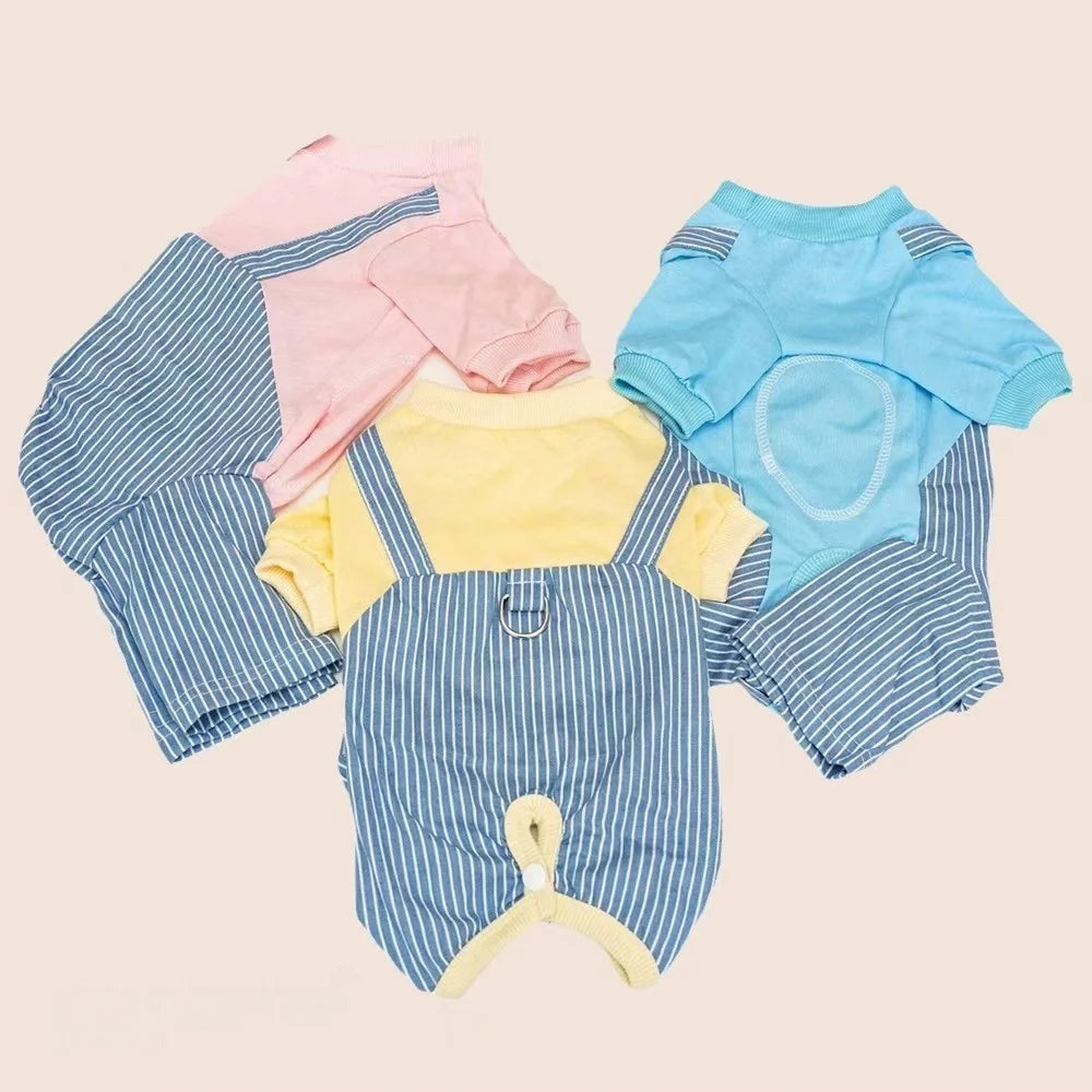 Hundekleidung Ganzjährig Weiches, dehnbares Haustier-Shirt für Welpen, Kätzchen, Atmungsaktive Baumwoll-Haustierkostüme, Gestreifte Alltagsoutfits