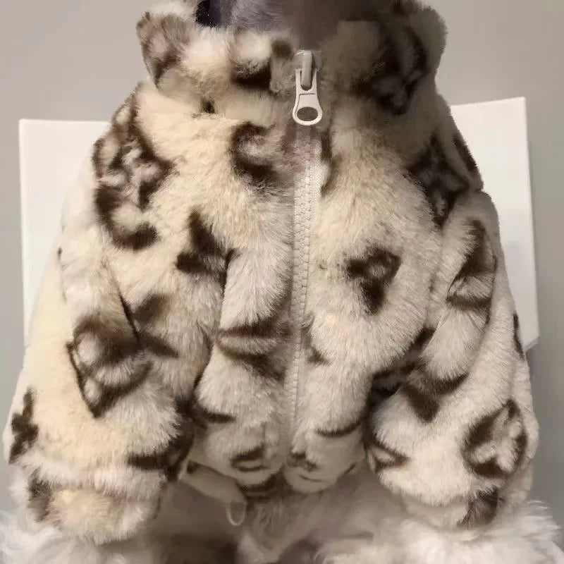 Hundekleidung Kleiner Hund Herbst Winter Mantel Leopardenmuster Fell und Fleece Thermos Welpenkleidung Warmer Hundepullover Niedliche Produkte
