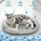 Kühlendes Hundebett Sommer Eisseide Katzenmatte Ovales Haustiernest Atmungsaktive Wärmeableitung Kühlmatte für kleine, mittlere, große Hunde und Katzen