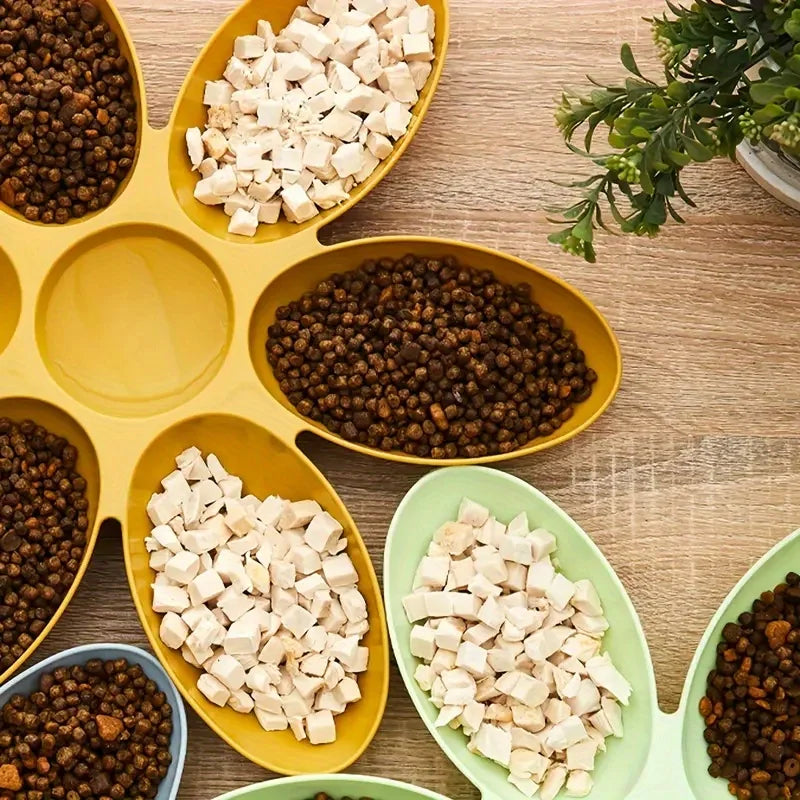 Multi-grid Petal Cat Bowl - Shared feeding for kittens, kittens and puppies, up to six cats can eat at the same time