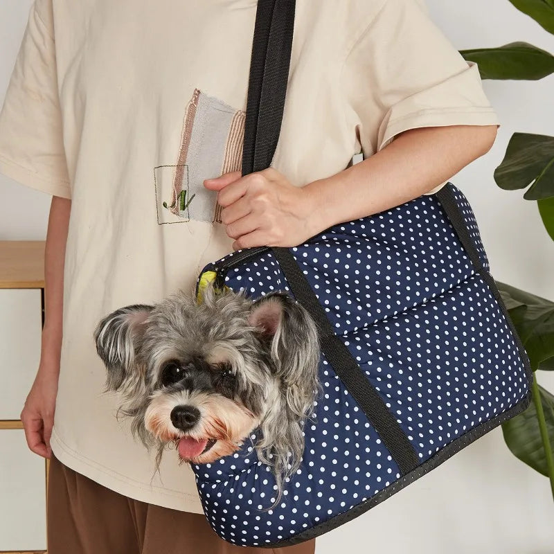 Tragbare Haustier-Tragetasche - Atmungsaktives Netz Winterwarm Faltbare Schulter-Handtasche, für kleine bis mittelgroße Hunde und Katzen