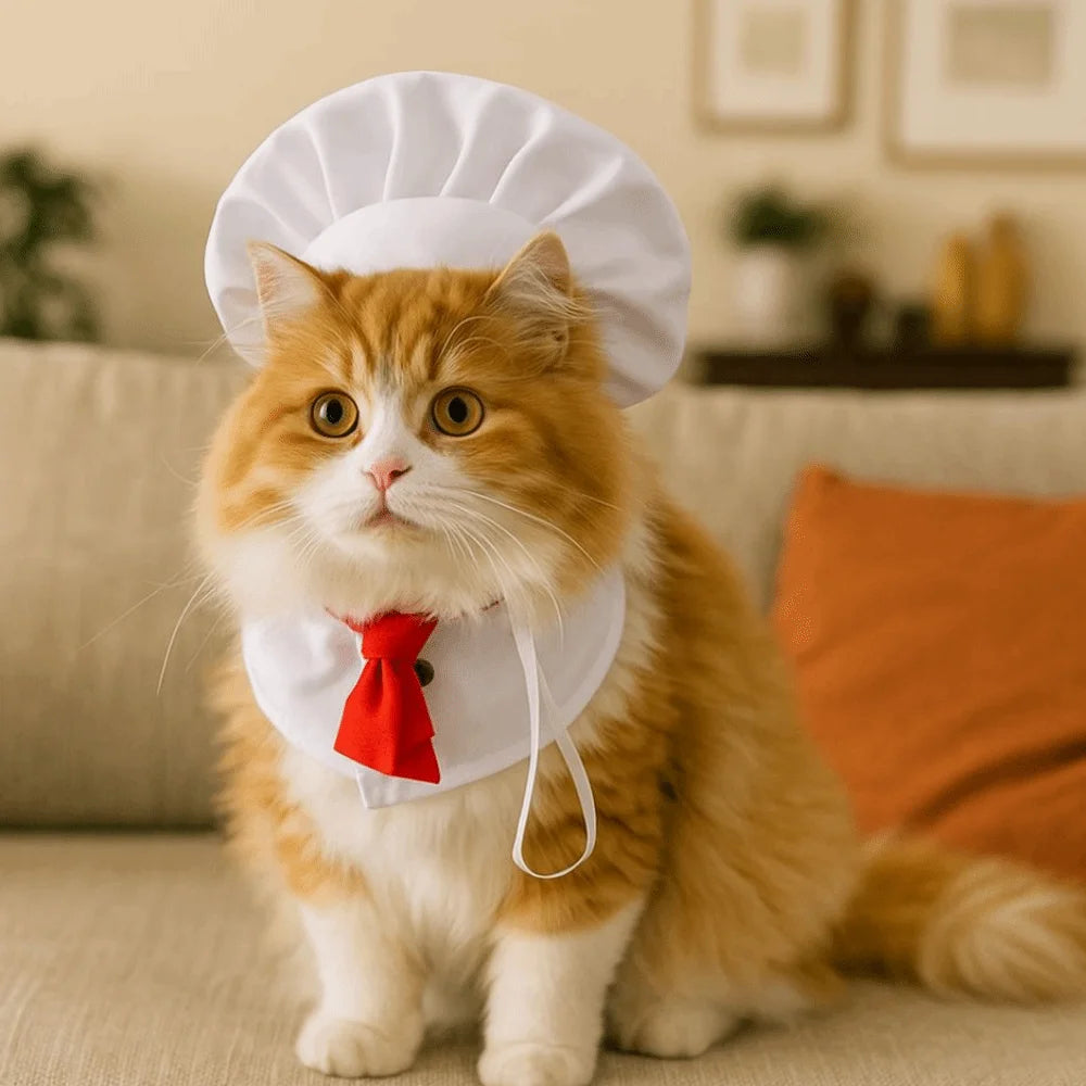 Pet Accessories Cute Pet Cooking King Hat Adjustable Stylish Chef Hat Set Comfortable Cat Cosplay Hat Pet Events
