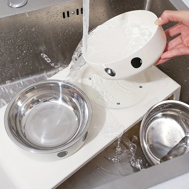 Erhöhte Hundenäpfe Futterstation mit Doppelten Edelstahl-Futter- und Wassernäpfen für Kleine Mittlere Große Hunde Katzen