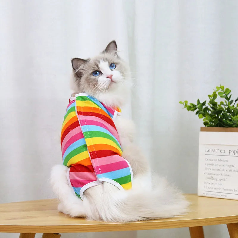 Druck Katzensterilisationsanzug Anti-Leck-OP Nach Genesung Haustierpflege Atmungsaktive Kleidung Frühling Sommer Katzenkleidung Neu