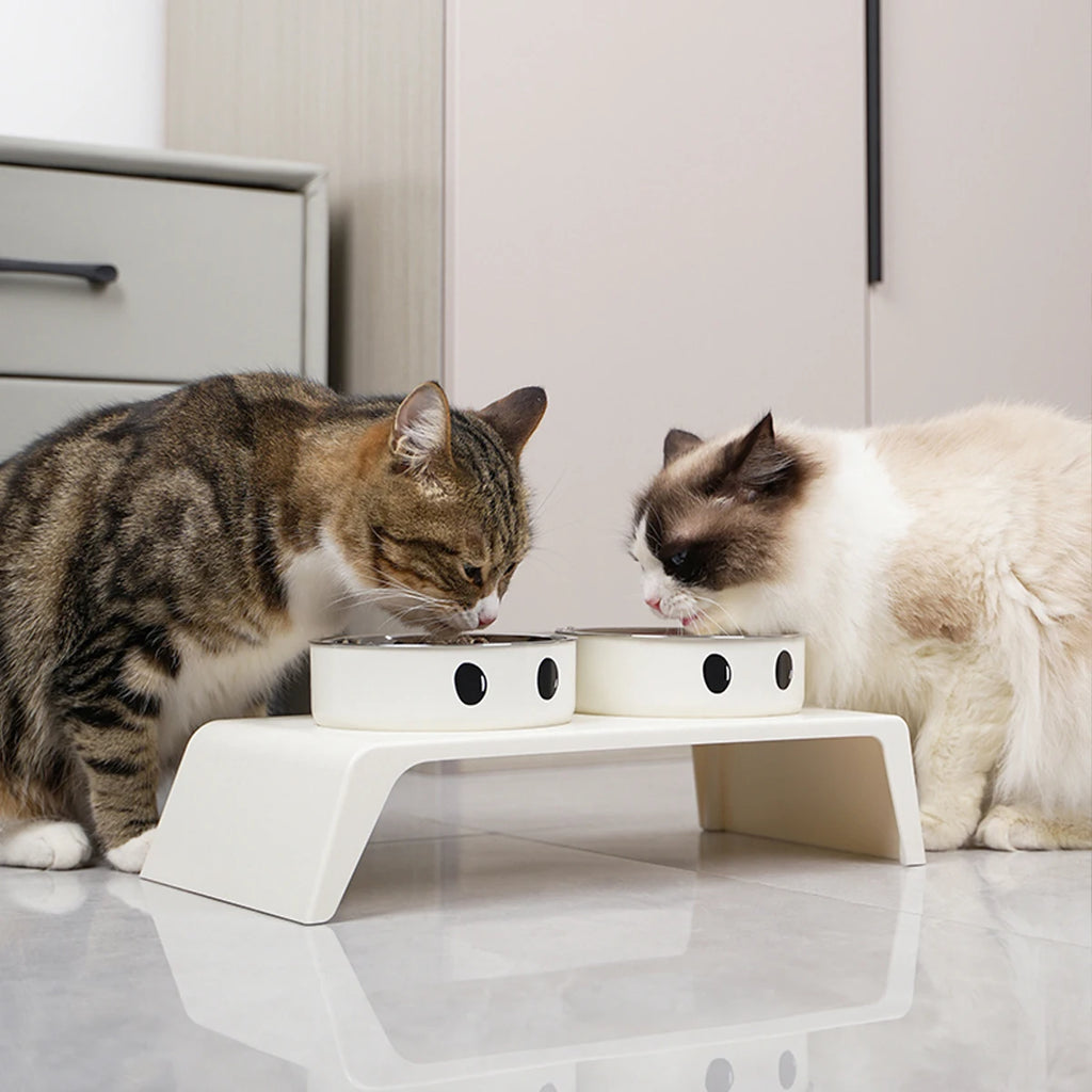 Erhöhte Hundenäpfe Futterstation mit Doppelten Edelstahl-Futter- und Wassernäpfen für Kleine Mittlere Große Hunde Katzen
