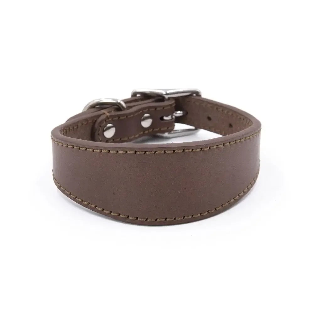 Adjustable Wide Dog Collar Soft Cowhide Leather Pet Collars Strap Comfortable No Pull Large Breeds Collars Italian Greyhounds