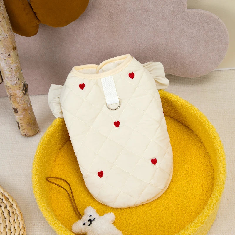 Hundekleidung Haustierkleidung Kleiner Hund Katze Warmer Mantel Herbst Winter Wasserdicht Bequem 24 Love Rüschenärmel Baumwollweste Outfit