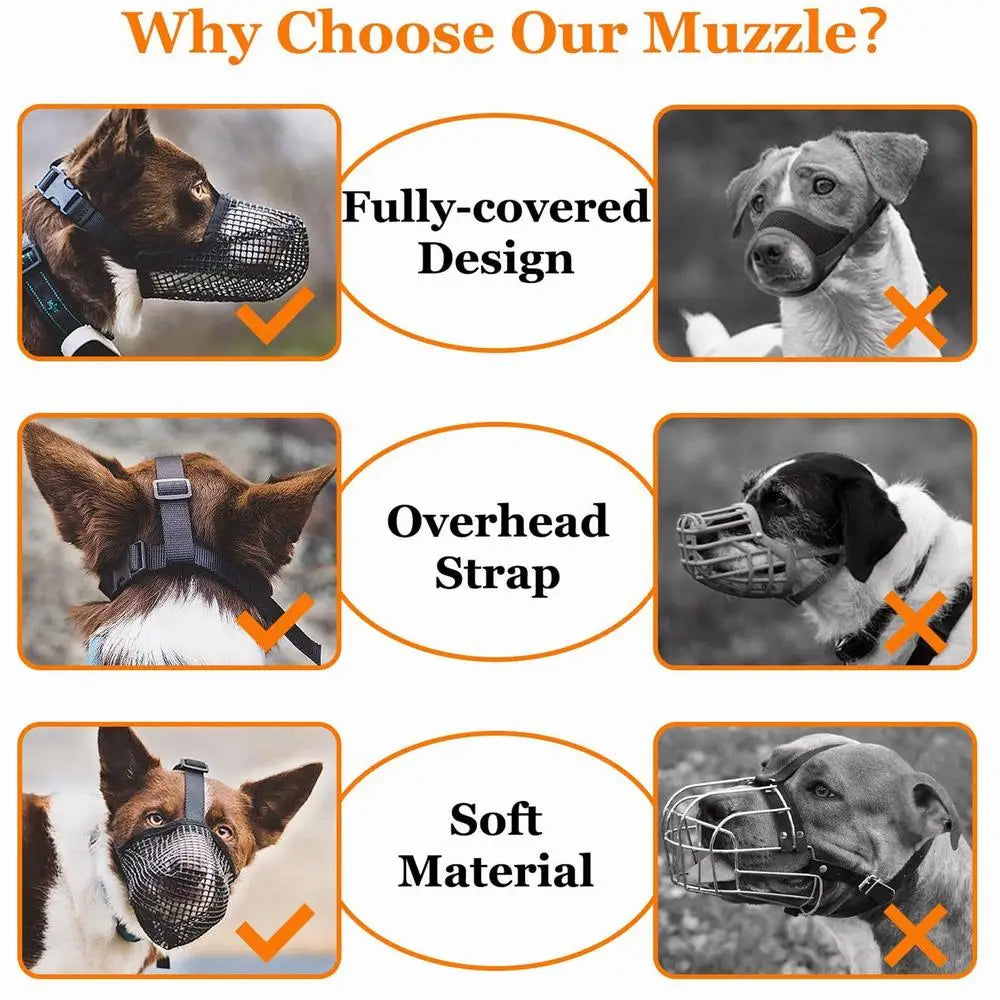 Dog Muzzle, Soft Mesh Covered Muzzle for Bait Protection with Adjustable Straps, Prevent Biting Chewing and Licking