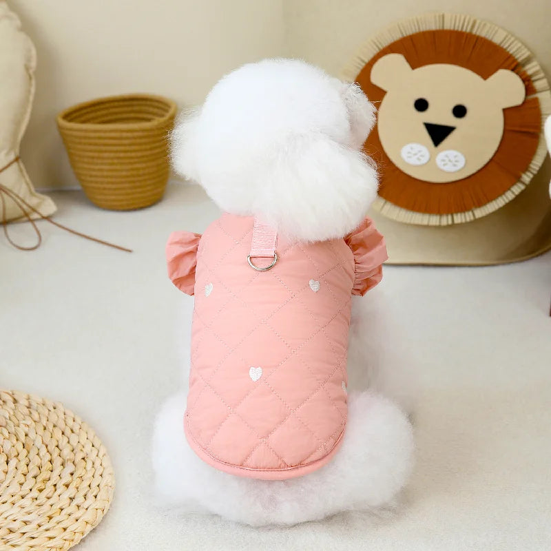 Hundekleidung Haustierkleidung Kleiner Hund Katze Warmer Mantel Herbst Winter Wasserdicht Bequem 24 Love Rüschenärmel Baumwollweste Outfit