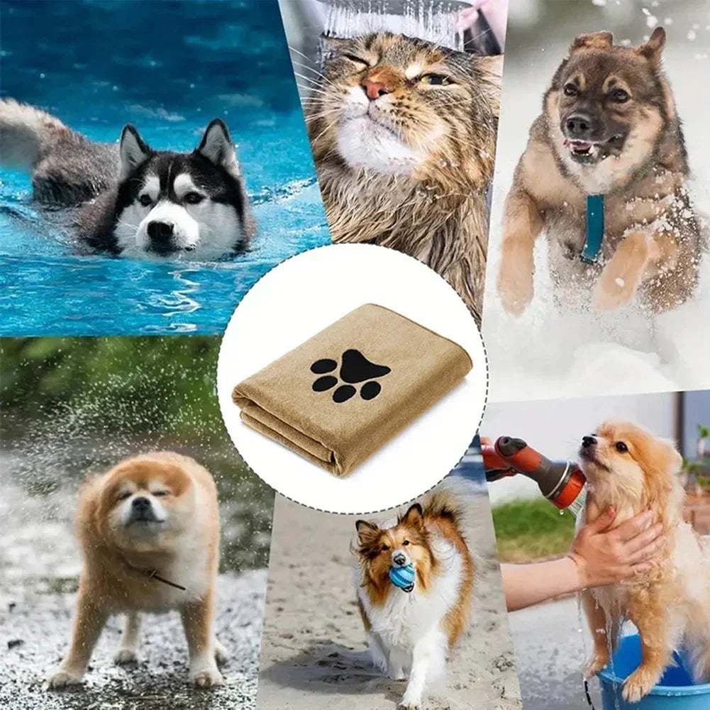 3 Größenoptionen Mikrofaser-Haustierbadetuch Bestickt Superweich Saugfähig Katze für Hunde Pflegezubehör