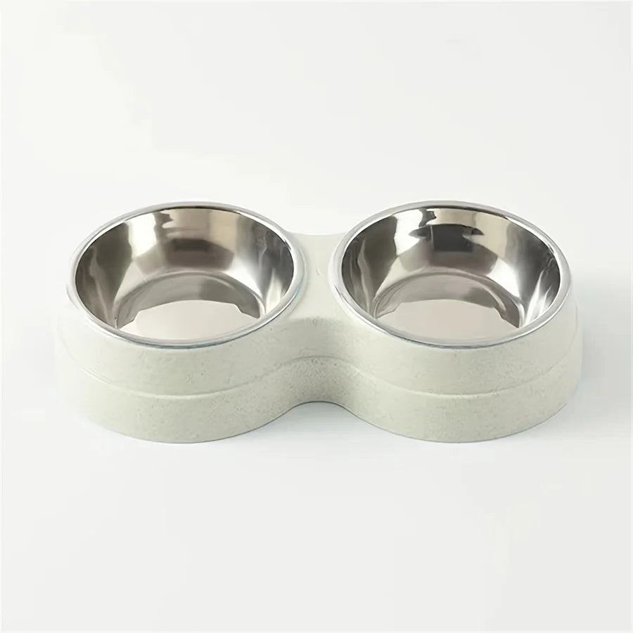 Dual Bowl Stainless Steel Double Pet Bowls for Dogs and Cats - Non-Skid Base - Perfect for Food and Water - Easy to Clean