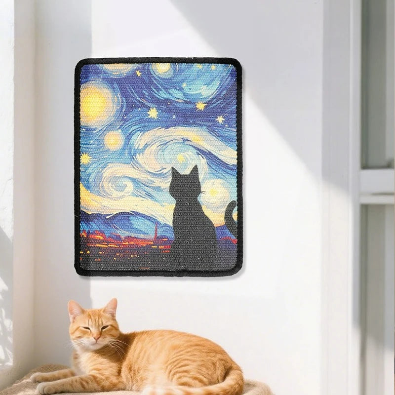 Durable Wall-Mounted Cats Scratching Post Stitched Edges Soft Fabric for Indoor Clawing Play Space-Saving Design for Cat