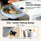 Katzen-Schreibtischbett, einfaches Zusammenklappen, versenktes Design, platzsparend, halbkreisförmige Katzen-Schreibtisch-Hängematte für Heimbüros und Wohnungskatzen
