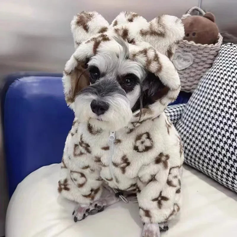 Hundekleidung Kleiner Hund Herbst Winter Mantel Leopardenmuster Fell und Fleece Thermos Welpenkleidung Warmer Hundepullover Niedliche Produkte