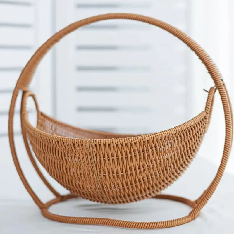 Faux Woven Cat Bed Semi Enclosed Cat Cave Bed Waterproof Indoor Cat House Basket Style Pet Bed for Cats