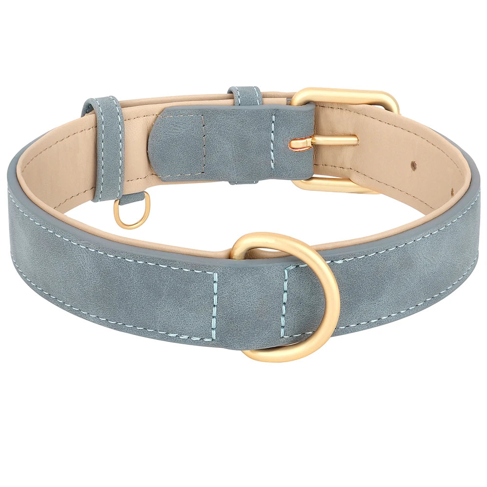 Leather Dog Collar Durable Dogs Collars Soft Padded Pet Pitbull Necklace Adjustable For Small Medium Large Dogs Pug Pet Products
