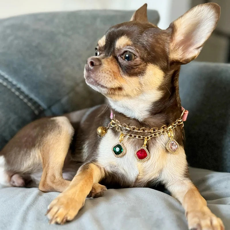 Pet Collar for Small Dogs Cats Adjustable Diamond Pendant Tassel Dog Collar Puppy Necklace for Wedding Valentines Day Gift