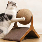 Katzen-Kratzbrett Holz Katze Klettergerüst Vertikal Kratzfestes Katzenspielzeug Rotierender Sisal-Seil Katze Greifball Kratzbaum