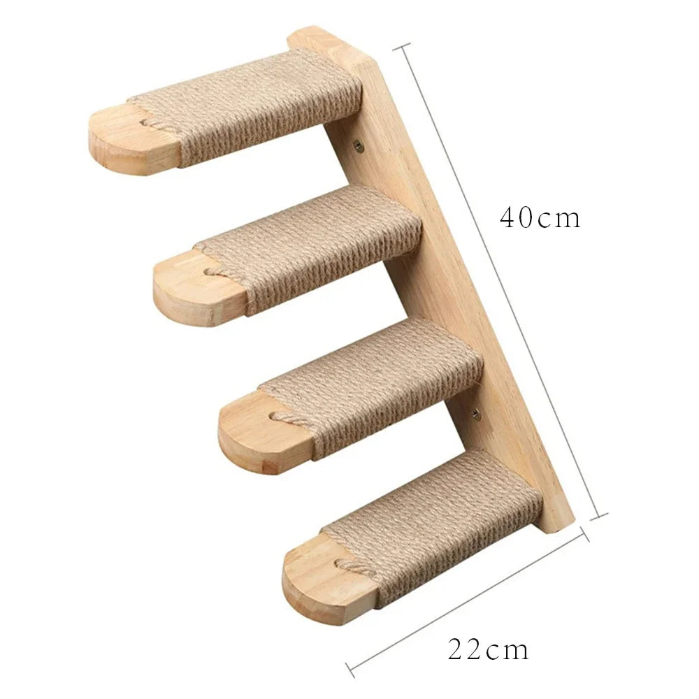 Wall-mounted Cat Climbing Frame 50cm Cat Climbing Ladder  Hammock  Activity Sisal Cat Grab Post Cat Pedal Indoor Cat House