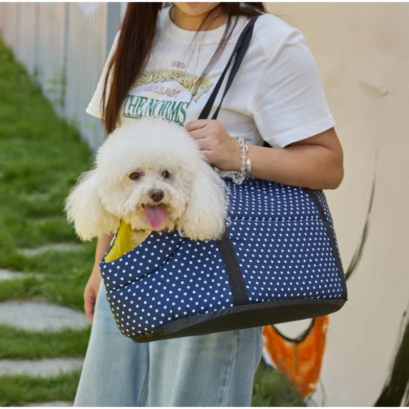 Tragbare Haustier-Tragetasche - Atmungsaktives Netz Winterwarm Faltbare Schulter-Handtasche, für kleine bis mittelgroße Hunde und Katzen