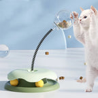 Cat Feeder Toy for Indoor Cat Slow Feeders Spring Toy Funny Track Ball Roller Turntable Exercise and Playing