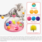 Katzen-Rätselspielzeug für drinnen für Kätzchen Interaktive Spiele Spinnende Kugelbahn & Feder-Teaser-Spielzeug Stimulation des Gehirns Schatzkiste