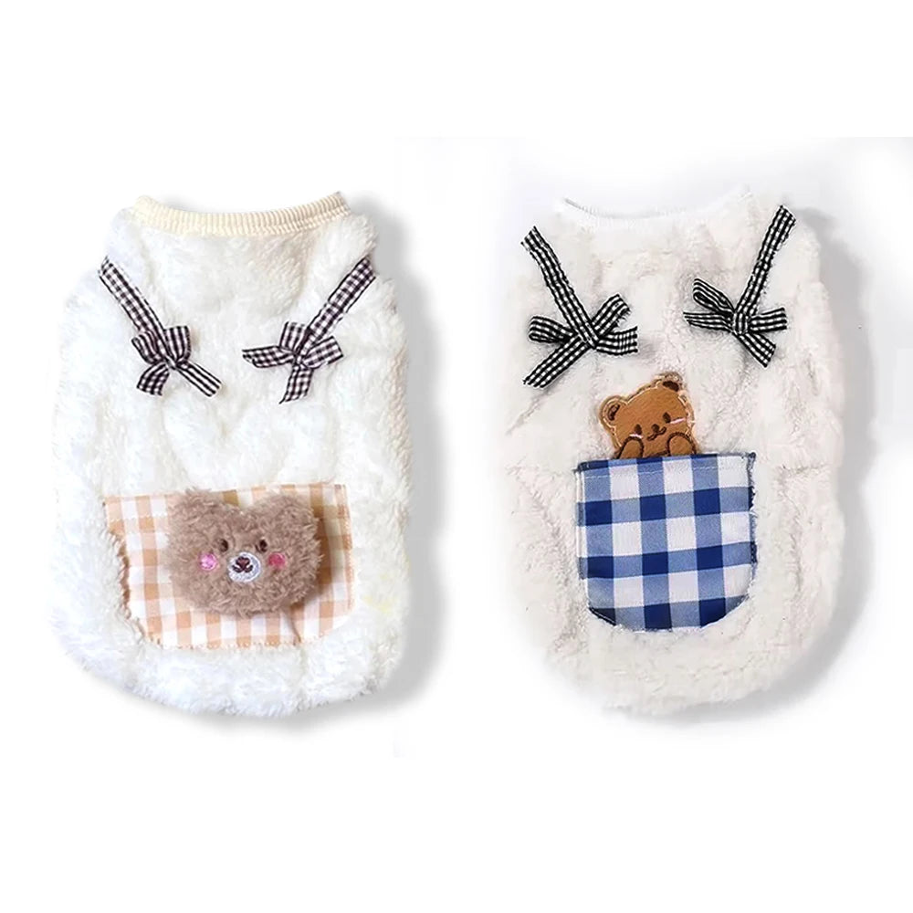 Niedliche Katzen-Hundekleidung, Winter-Plüschweste, weiches Fleece-Kätzchen-Jäckchen, warmer Welpenmantel, Bekleidung für kleine Hunde und Katzen