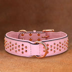 Studded Leather Dog Collar Durable Big Dog Pet Collars German Shepherd Large Collars Adjustable for Medium Large Dog Pitbull